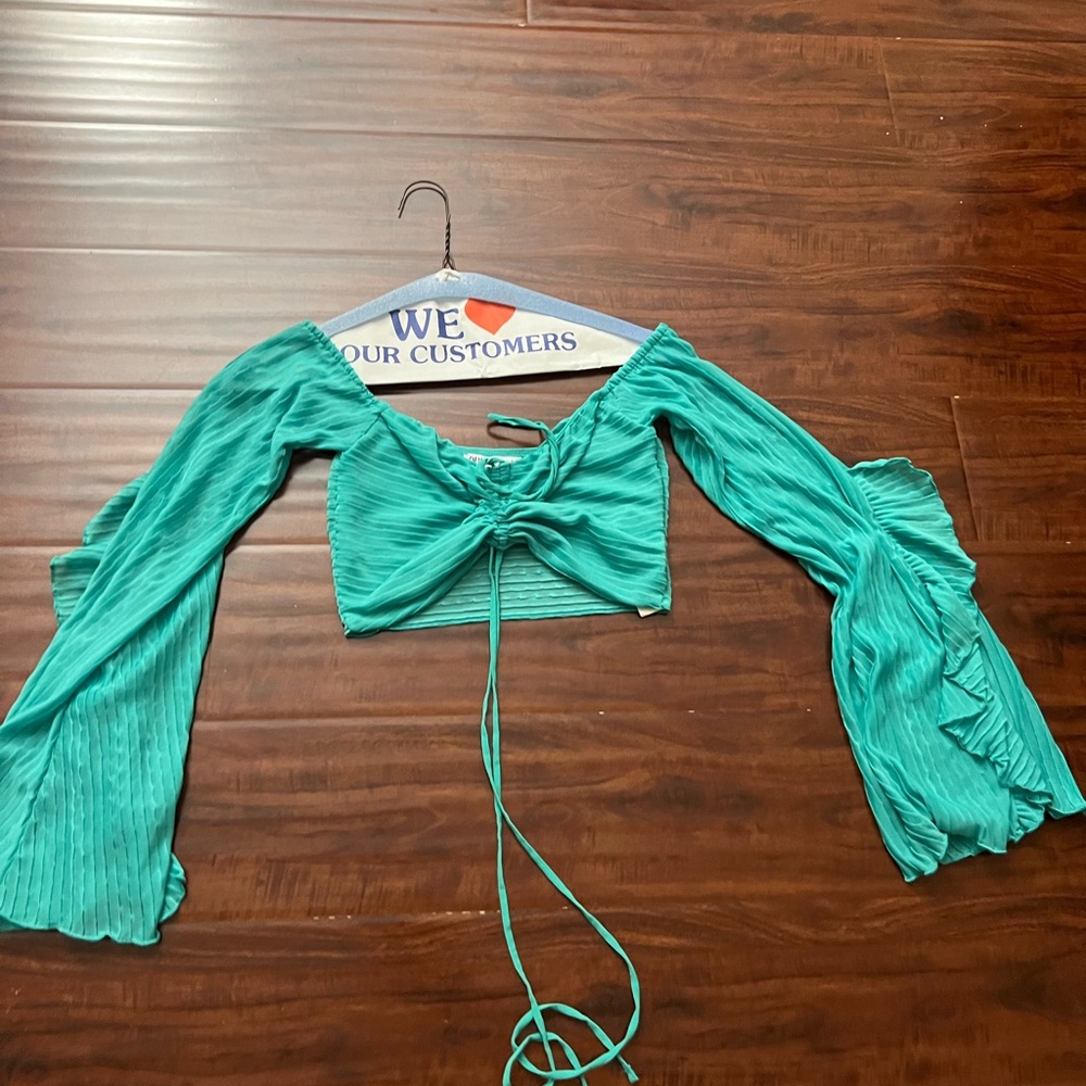 Zara cropped summer top, turquoise